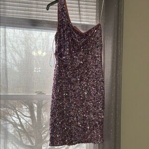 Lulu's One Shoulder Sequin Dress in Purple